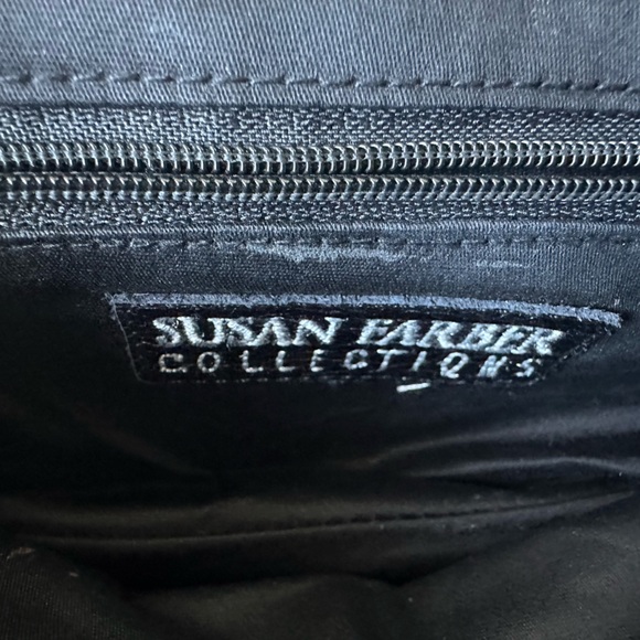 Susan Farber Y2K Leather Ruffle Studed Clutch or Crossbody Purse Black Boho - Picture 5 of 15